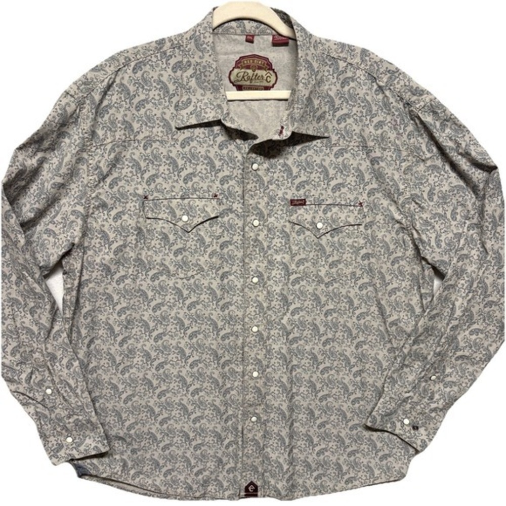 Rafter C Shirt Pearl Snap Western Cowboy Rodeo Cotton Paisley Mens 2XL